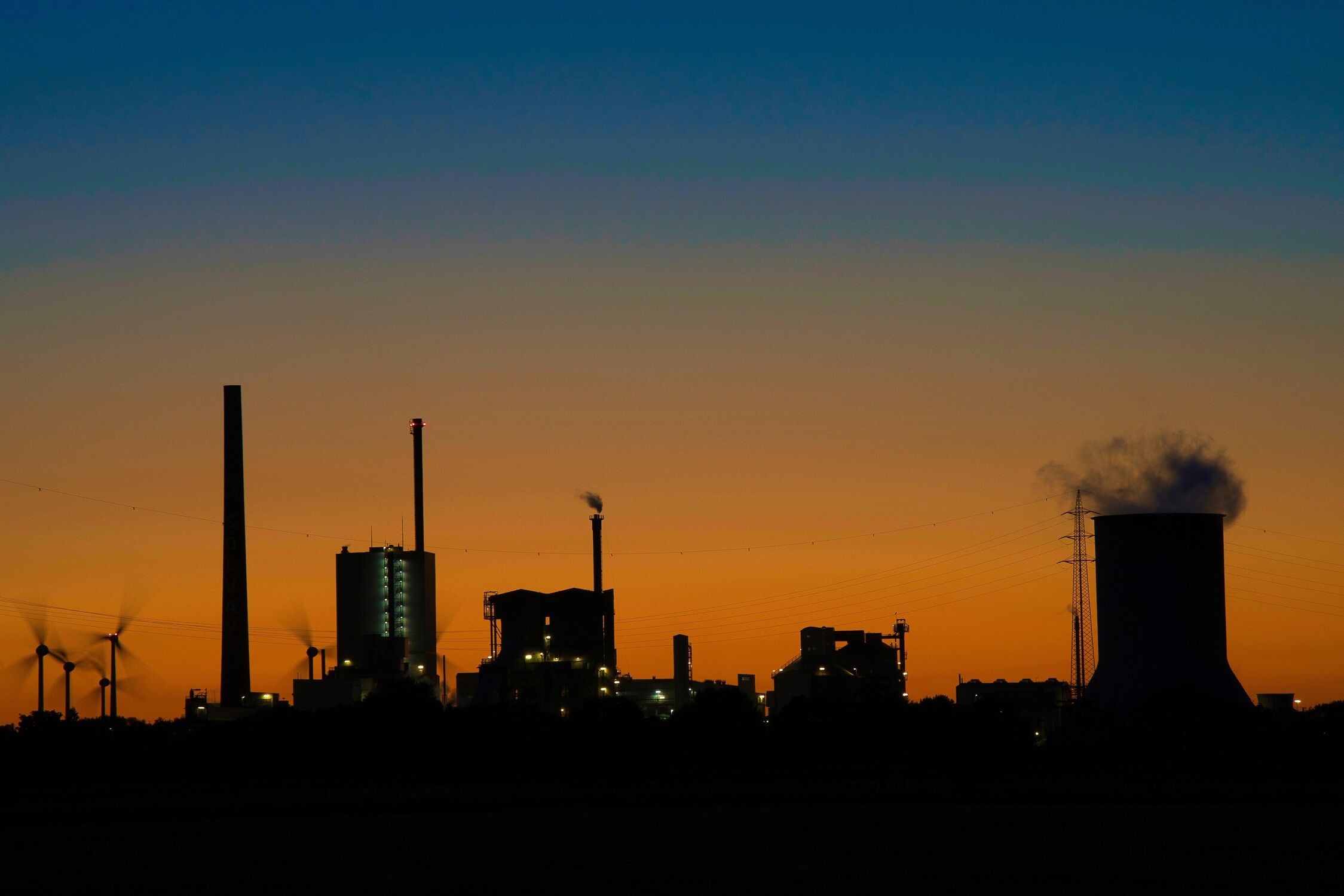 Bild mit Sonnenuntergang, Industrie, Blaue Stunde, Kraftwerk, Ruhrgebiet, goldene Stunde, fabrik