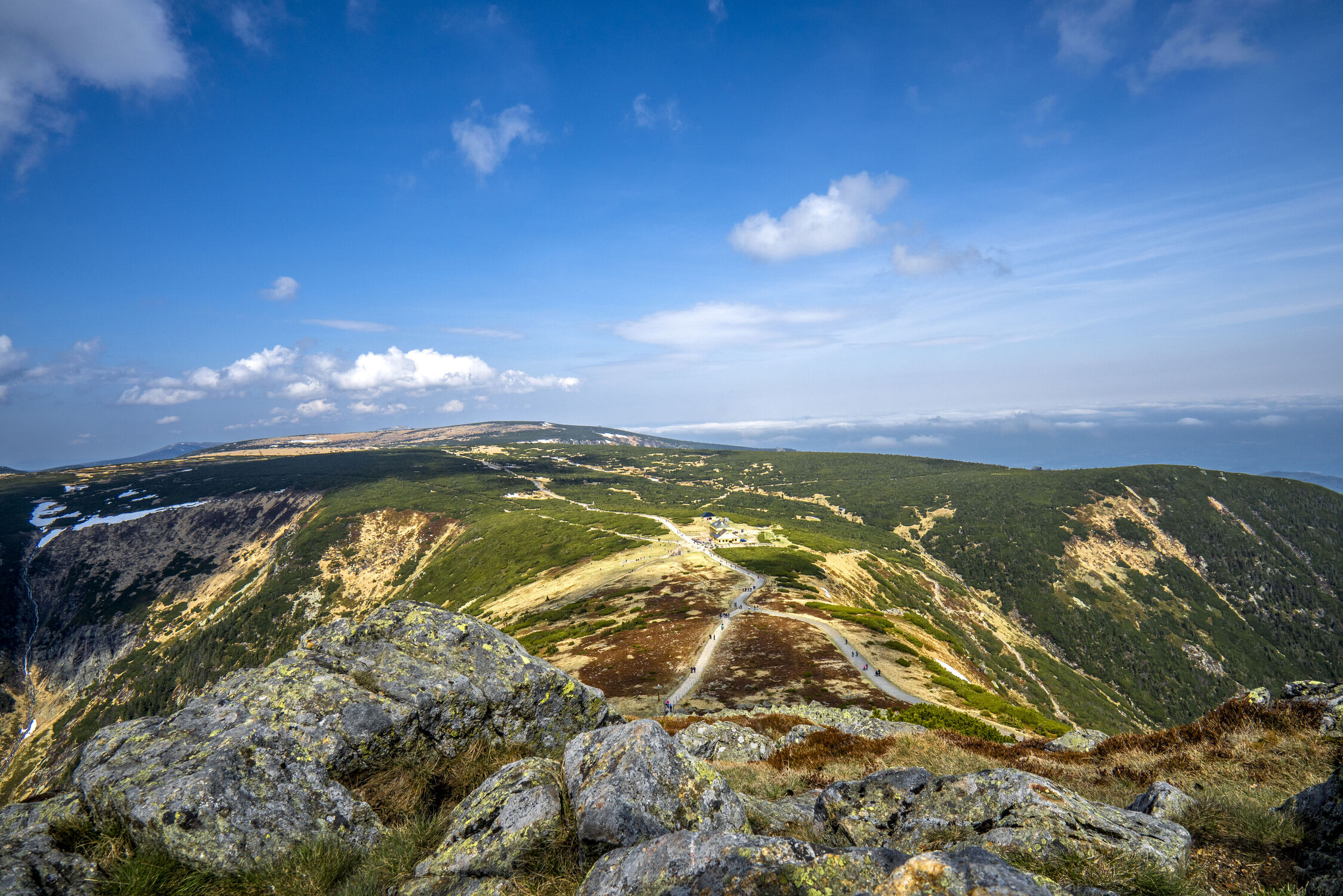 Bild mit Wolken, Felsen, Panorama, Landschaft, Gebirge, Polen, aussicht, Weiter Blick, Riesengebirge, Tschechien