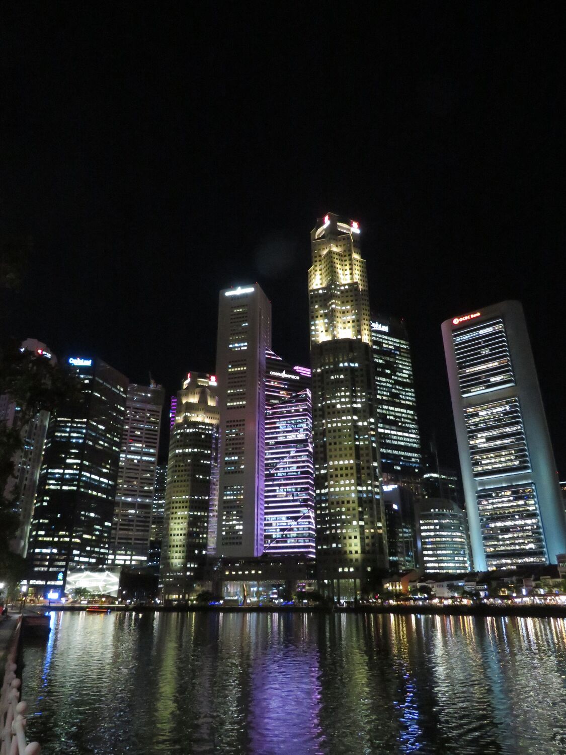 Bild mit Skylines & Hochhäuser, Nacht, Städtereisen, Skyline, wolkenkratzer, Fluss, Hochhäuser, Singapore