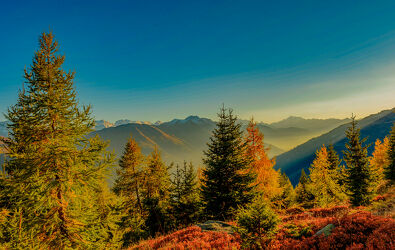 Bild mit Farben, Landschaften, Herbst, Alpen Panorama, Landschaften im Herbst