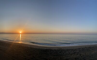 Bild mit Urlaub, Sonnenaufgang, Strand, Sandstrand, Panorama, Meer, Meerpanorama, sunrise