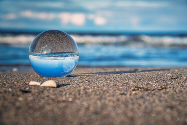 Bild mit Sand, Beach, landscape, water, romance, sea, coast, reflection, baltic sea, Glass ball