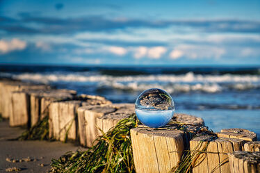 Bild mit Sand, Beach, landscape, water, romance, sea, coast, reflection, baltic sea, Glass ball