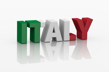 Bild mit Reflexion, Rot, Italien, italienisch, glänzend, Text, Buchstaben, Flagge, national, Wort
