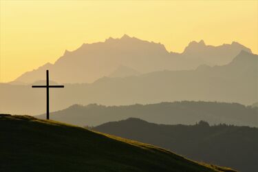 Bild mit Berge, Kreuze, Alpen, Morgenstimmung