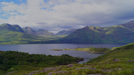 Bild mit Natur, Wasser, Berge, Himmel, Landschaft, Wiese, See, Felder, Schottland, berg