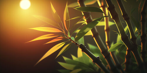 Nahaufnahme einer leuchtend grünen Bambuspflanze