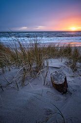 Bild mit Sonnenuntergang, Strand, Meer, Dänemark