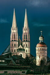 Bild mit Kirchtürme, Kirche, Görlitz, Peterskirche, Oberlausitz, Türme, Stadtblick, Pfarrkirche St. Peter und Paul, Nikolaiturm