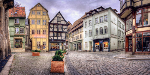 Bild mit Gebäude, Städte, Häuser, Haus, Landschaft, Stadt, landscape, dorf, Weltkulturerbe, Quedlinburg
