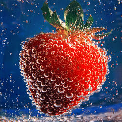 Bild mit Wasser, Erdbeere, Erdbeeren, Küchenbild, Blasen, Küchenbilder, KITCHEN, frisch, Küche, Küchen, bläschen