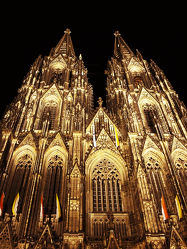 Bild mit Gebäude, Städte, Stadt, Kirche, Köln, Nacht, Kathedrale, Dom, historisches Gebäude, kölner dom