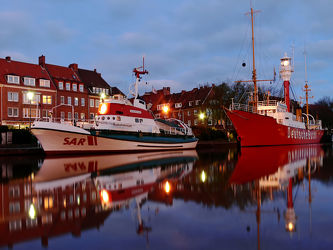 Bild mit Emden, Ostfriesland, Stadtmitte, Am_Delft, Museumskreuzer_Georg_Breusing, Feuerschiff_ Deutsche_Bucht
