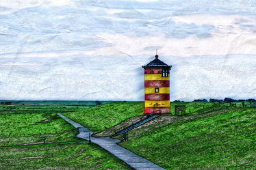 Bild mit Textur, Emden, Ostfriesland, Leuchtturm, Krummhörn, Hauen, Pilsum, Otto