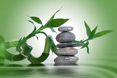 Bild mit Steine, Meditation, Blatt, Ruhe, Entspannung, Buddha, Wellness, Spa, steinstapel, Steinhaufen, zen