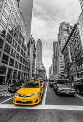 New York: Yellow Cab + Schwarz-weiß (Colorkey)