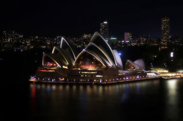 Bild mit Meere, Architektur, Skylines & Hochhäuser, Staedte und Architektur, Nachtaufnahmen, Nachts, Australien, Sydney, Opernhaus