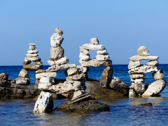 Bild mit Urlaub, Strand, Meer, Steine, gestapelte Steine, Griechenland