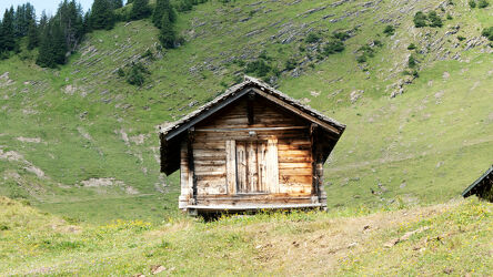 Bild mit Natur, Bäume, Felsen, Sommer, Alm, Wiese, Berghütte, schweizeralpen, Berner Oberland