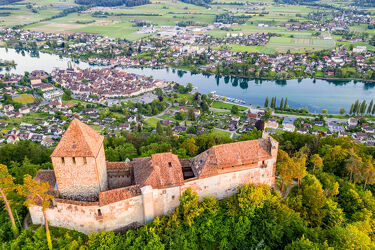 Bild mit Wasser, Schlösser und Burgen, Panorama, Rhein, Luftaufnahme, Drohnen, Schaffhausen