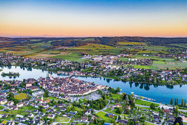 Bild mit Wasser, Alpen Panorama, Rhein, Luftaufnahme, Drohnen, Schaffhausen