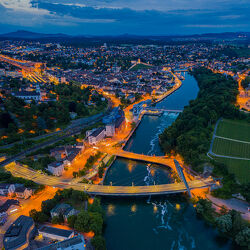Bild mit Brücken, Panorama, Nachtaufnahme, autobahn, Luftaufnahme, Schaffhausen