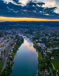 Bild mit Wasser, Panorama, Rhein, Luftaufnahme